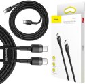 KABEL USB-C / USB-C Baseus Cafule CATKLF-HG1 200cm 60W 3A PD 2.0 QC 3.0 CZARNO-SZARY W OPLOCIE