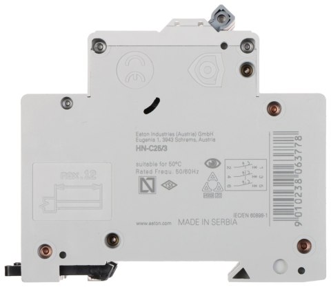 WYŁĄCZNIK NADPRĄDOWY HN-C25/3 TRÓJFAZOWY 25 A TYP C EATON