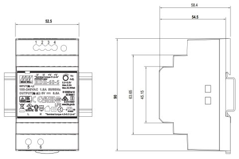ZASILACZ IMPULSOWY HDR-60-24 MEAN WELL