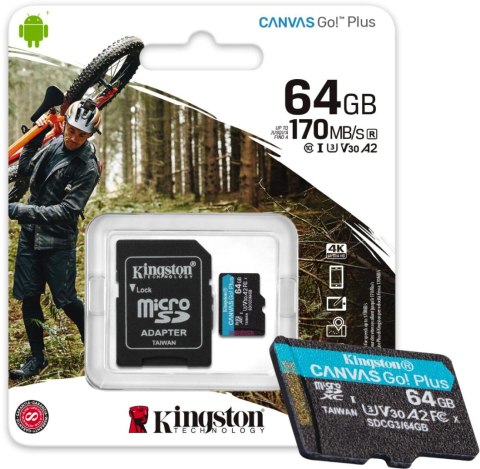 Karta pamięci microSD Kingston Canvas Go Plus microSDXC C10 UHS-I 64GB