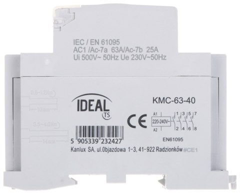 STYCZNIK MODUŁOWY KMC-63-40 63 A 400 V AC IDEAL