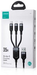 Kabel 3w1 USB-A / USB-C micro-USB Lightning Joyroom S-1T3018A18 120cm 2.4A w oplocie czarny