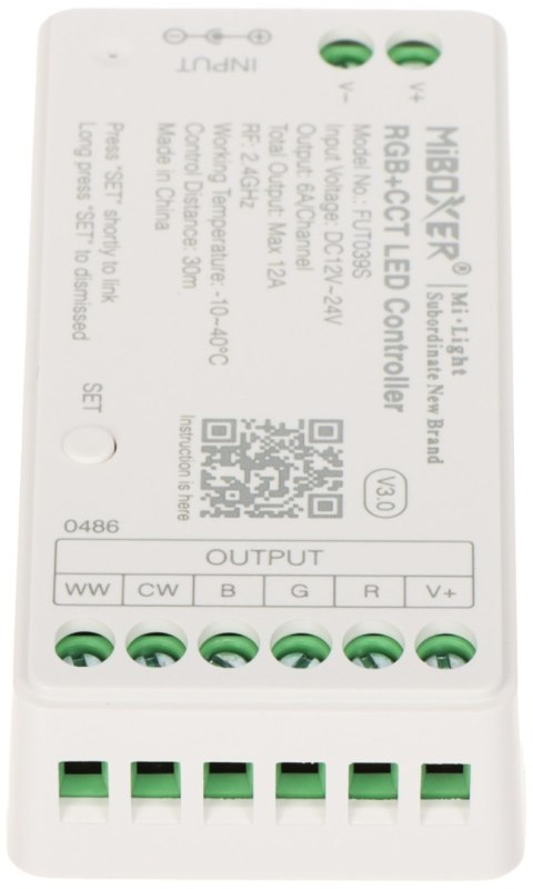 STEROWNIK OŚWIETLENIA LED FUT039S 2.4 GHz, RGBCCT (RGBWW) 12 ... 24 V DC MiBOXER / Mi-Light