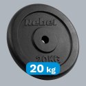 Obciążenie żeliwne 20kg, otwór 31mm, talerz klasyczny, REBEL ACTIVE