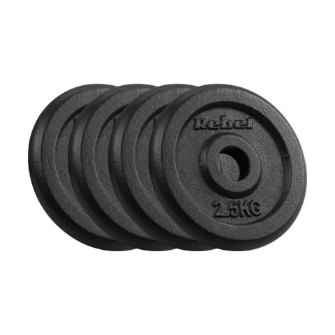 Zestaw obciążeń żeliwnych 4x2.5kg, otwór 31mm, talerz klasyczny, REBEL ACTIVE