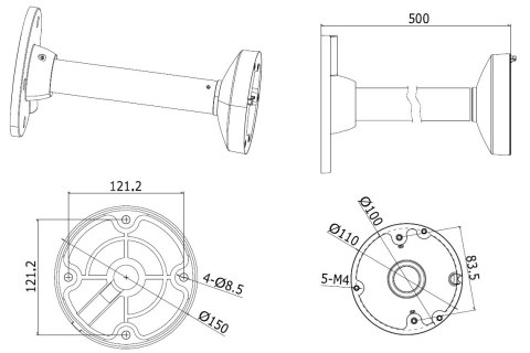 UCHWYT SUFITOWY KAMERY DS-1271ZJ-110(BLACK) Hikvision