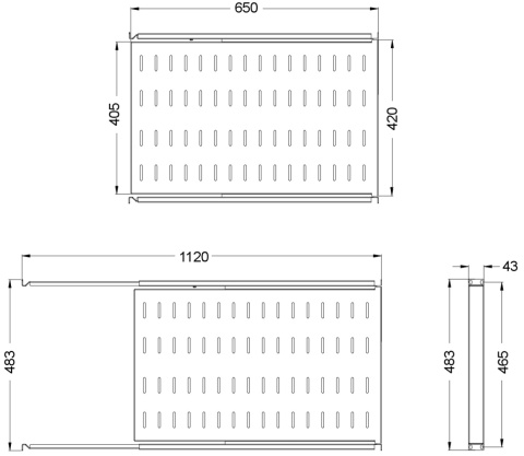 PW1000 - półka wysuwana 19&quot; 1U z mocowaniem czteropunktowym o głębokości 650mm