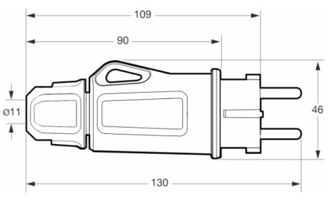 WTYCZKA PRZENOŚNA XF1165-EPN 250 V 16 A Famatel