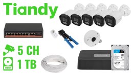 ZESTAW DO MONITORINGU TIANDY-NVR05-5IPCB 5 KAMER + REJESTRATOR TIANDY