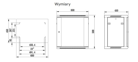 W6409ZL/B - szafa Rack 19" - 600x450x9U (Złożona)