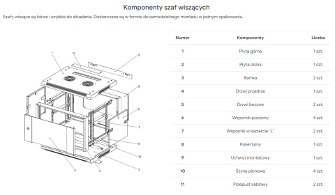 W6415/B - szafa Rack 19" - 600x450x15U