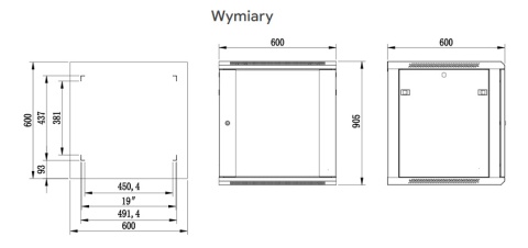 W6618/B - szafa Rack 19" - 600x600x18U