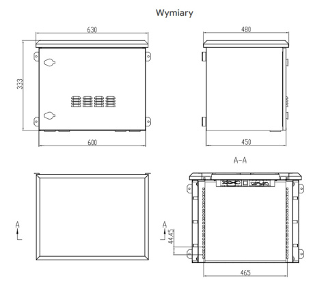 WZ6406/W - szafa Rack 19" - 600x450x6U