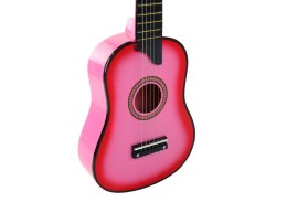 Gitara Drewniana Klasyczna z Kostką Różowa 60 cm