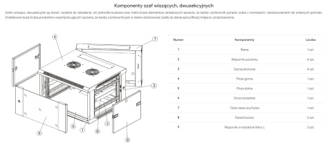 D6612ZL/B - szafa Rack 19" dwusekcyjna - 600x600x12U