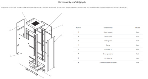 SQ6822/B - szafa Rack 19'' szybkiego montażu - 600x800x22U
