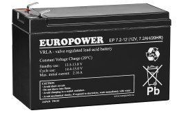 EP7,2-12 - akumulator 7.2Ah/12V F1