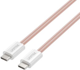 Kabel zwijany magnetycznie Unitek USB C PD 100W różowy 1m