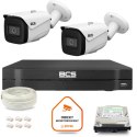 Zestaw monitoringu IP BCS Line 2x Kamera BCS-L-TIP25FSR5-Ai1 Rejestrator z dyskiem 1TB