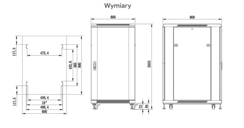 S6842DP/B - szafa Rack 19'' - 600x800x42U