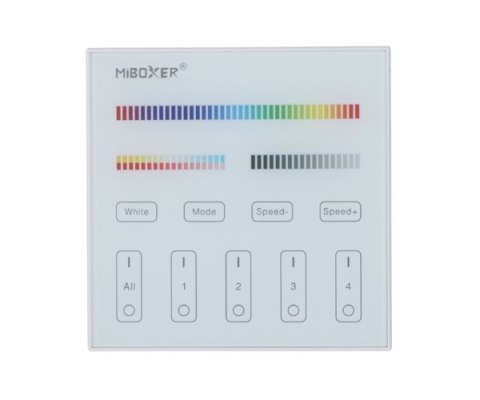 PILOT ŚCIENNY DO STEROWNIKÓW OŚWIETLENIA LED B4 2.4 GHz, MONO, CCT, RGB, RGBW, RGBCCT (RGBWW) MiBOXER