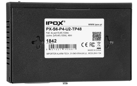 PX-S6-P4-U2-TP48 - switch PoE 4-port + 2 RJ45