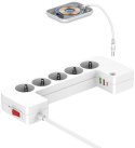 LISTWA ANTYPRZEPIĘCIOWA Z ZABEZPIECZENIEM Energizer 5x SCHUKO 2x USB-A 1x USB-C 2500W 10A KABEL 2M