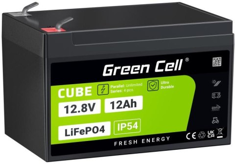 AKUMULATOR LITOWO-ŻELAZOWO-FOSFORANOWY LiFePO4 Green Cell Cube 12.8V 12Ah LFPGC12V12AH