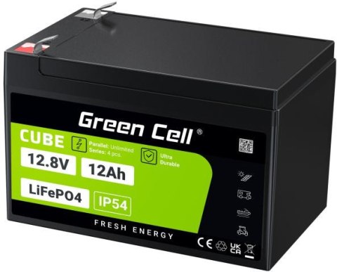 AKUMULATOR LITOWO-ŻELAZOWO-FOSFORANOWY LiFePO4 Green Cell Cube 12.8V 12Ah LFPGC12V12AH