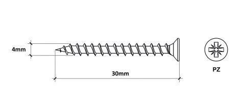 WKRĘT HARTOWANY Z ŁBEM STOŻKOWYM KDH-40030 KLIMAS