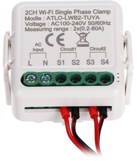 MONITOR ENERGII ELEKTRYCZNEJ ATLO-LWB2-TUYA JEDNOFAZOWY DWUKANAŁOWY