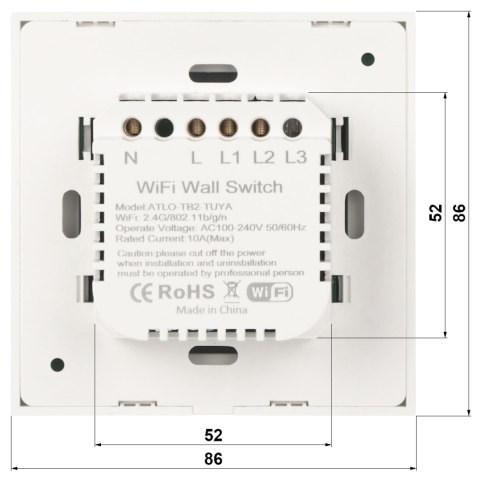 PODWÓJNY INTELIGENTNY DOTYKOWY PRZEŁĄCZNIK ŚWIATŁA ATLO-TB2-TUYA Wi-Fi, Tuya Smart