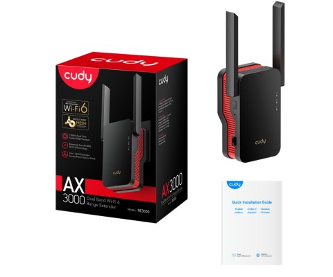 UNIWERSALNY WZMACNIACZ SIECI BEZPRZEWODOWEJ RE3000 Wi-Fi 6 2.4 GHz, 5 GHz CUDY