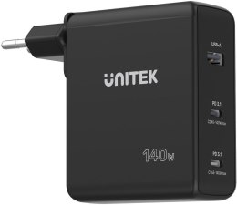 Ładowarka sieciowa Unitek 140W GaN (2x USB-C, USB-A)