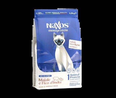 NAXOS CAT STERILIZED MONO - wieprzowina i opuncja figowa - monobiałkowa karma dla kotów sterylizowanych 1,5 kg