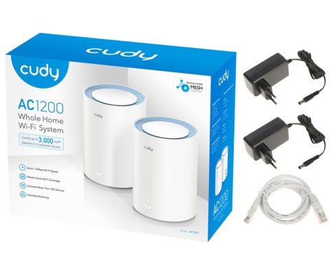 DOMOWY SYSTEM WI-FI MESH M1200(2-PACK) 2.4 GHz, 5 GHz, 300 Mb/s + 867 Mb/s CUDY