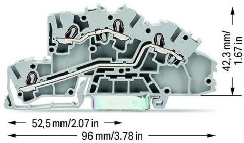 Złączka szynowa WAGO 2‑piętrowa 2,5mm2 L/L szara 2003‑7642 TOPJOBS 1szt
