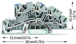 Złączka szynowa WAGO 3‑pietrowa 4mm2 N/L/PE szara 2003‑7646 TOPJOBS 1szt