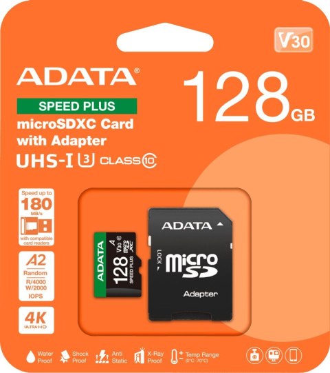 Adata Karta pamięci microSD Speed Plus 128GB UHS1 U3 V30 A2 180/160 MB/s
