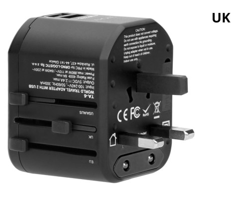 UNIWERSALNA PRZEJŚCIÓWKA SIECIOWA Z ZASILACZEM USB TA-6 Virone