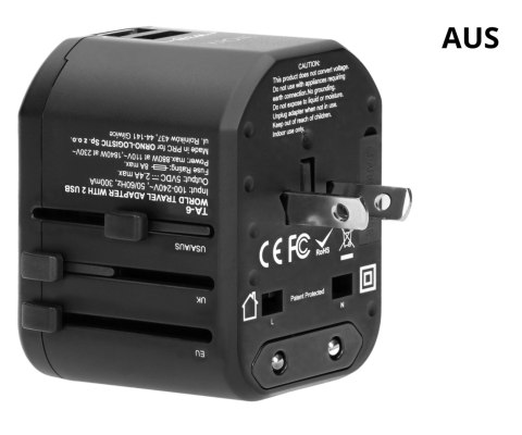 UNIWERSALNA PRZEJŚCIÓWKA SIECIOWA Z ZASILACZEM USB TA-6 Virone