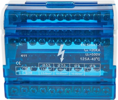 Blok rozdzielczy 4 pola 11 otworów VCX