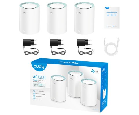 DOMOWY SYSTEM WI-FI MESH M1300(3-PACK) 2.4 GHz, 5 GHz, 300 Mb/s + 867 Mb/s CUDY