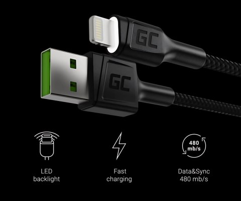 PRZEWÓD KABGC12 USB-A/LIGHTNING Ray 2.0 m Green Cell