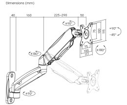 UCHWYT DO MONITORA NA SPRĘŻYNIE GAZOWEJ BRATECK-LDA31-112 17 