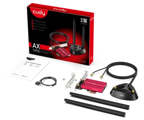 KARTA SIECIOWA WI-FI 6E PCIE WE4000 Bluetooth 5.3 2.4 GHz, 5 GHz, 6 GHz 574 Mb/s + 2402 Mb/s + 2402 Mb/s CUDY