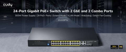 SWITCH POE GS2028PS4-300W 24-PORTOWY SFP CUDY