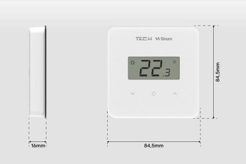 Przewodowy regulator pokojowy sinum czarny R-S2 Tech Sterowniki