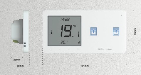 Przewodowy regulator pokojowy z włącznikiem rolet czarny WZR-02MP Tech Sterowniki