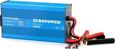 ŁADOWARKA PROSTOWNIK DO AKUMULATORÓW LiFePO4 EUROPOWER CH-LFP/12/20 14,6V 20A KONEKTOR KROKODYLEK